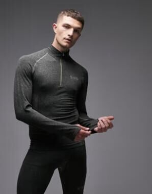 New ~ TOPSHOP SNO Men's Gray Long Sleeve Seamless Ski Base Layer Top Size L/XL